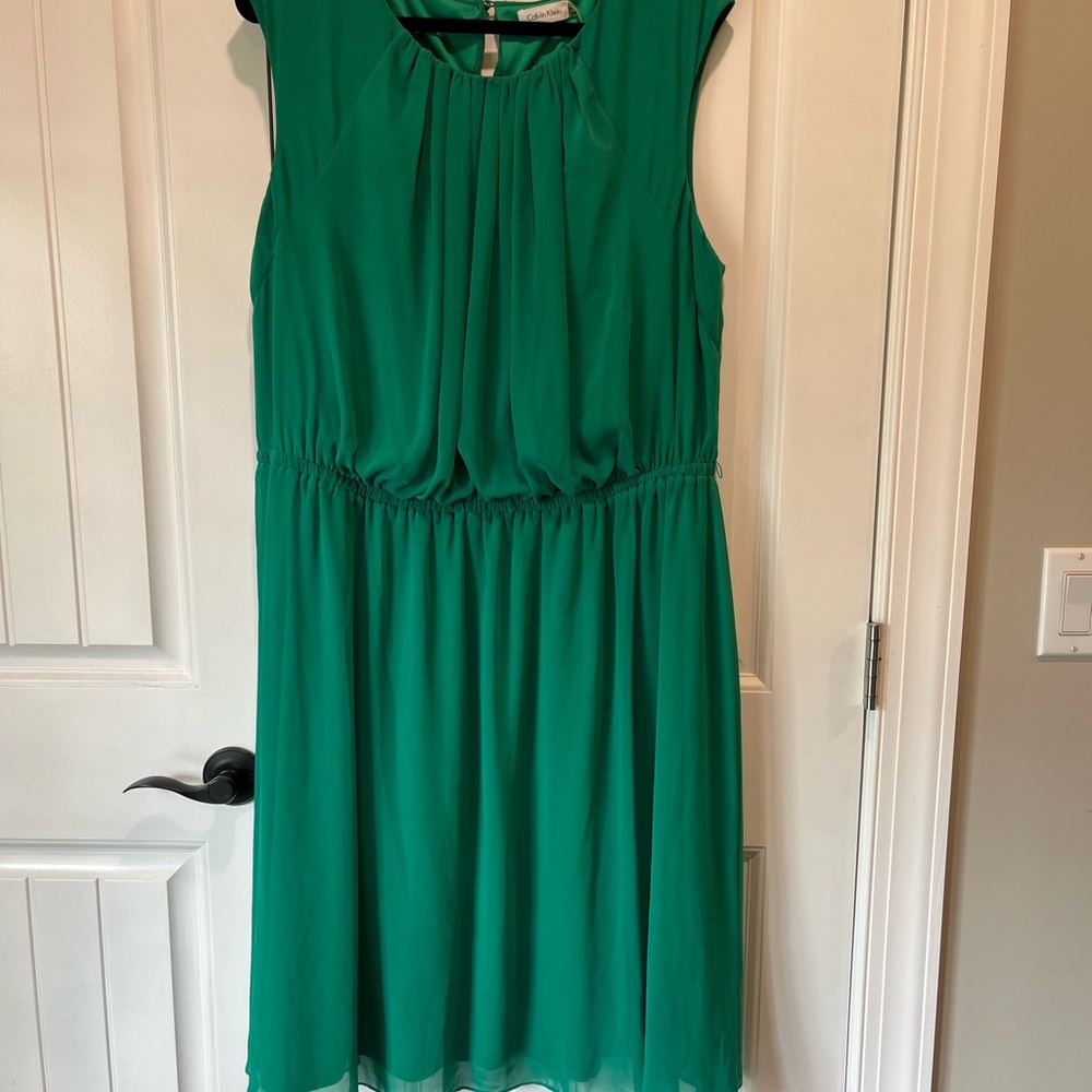 Calvin Klein Green Midi Flowy Sleeveless Dress